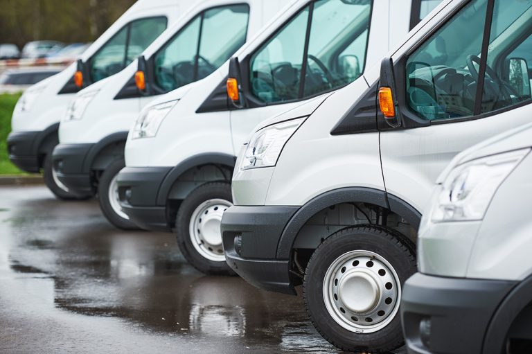 Vehicle Vans in a line