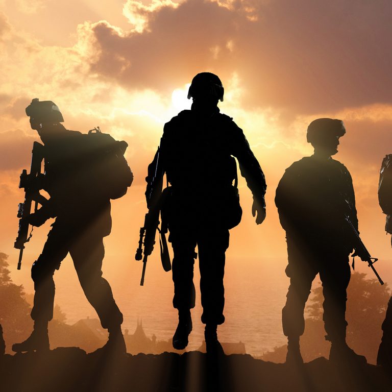 Silhouette of military personel