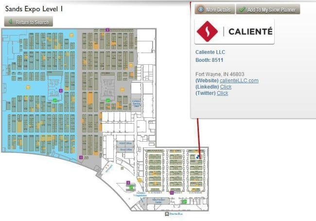 Map of Shot Show booth in Vegas