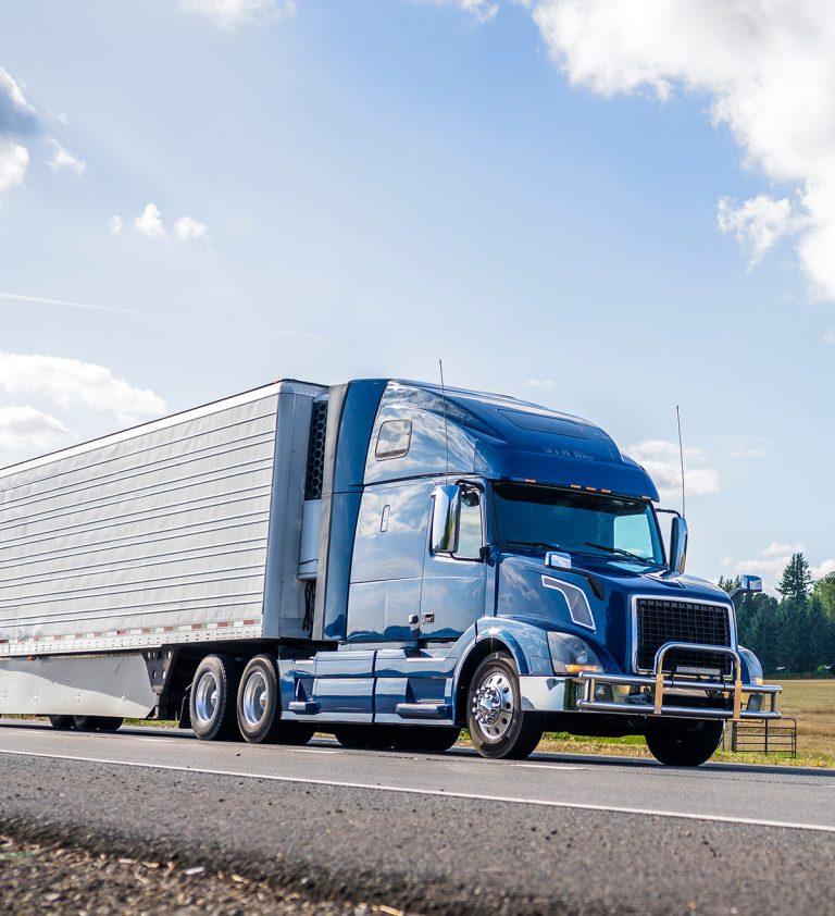 Semi truck driving on road